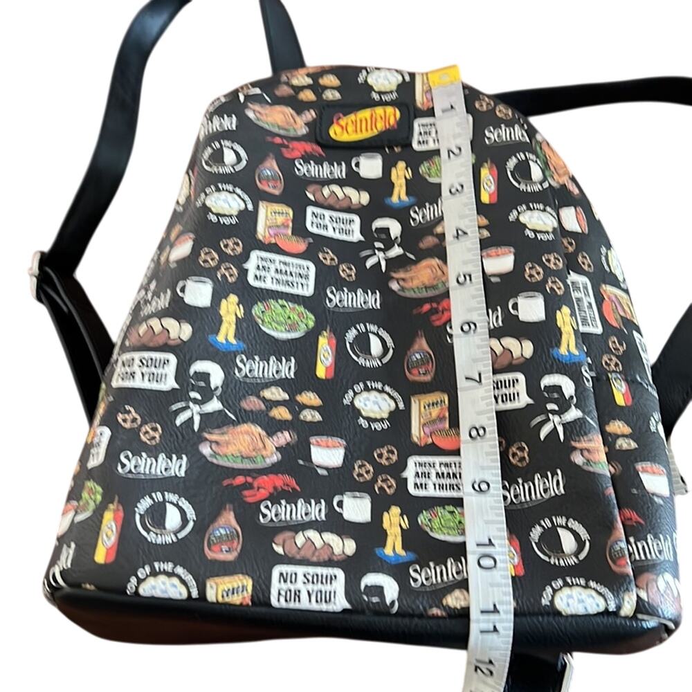 Funko Seinfeld Black Food Print Backpack Purse Faux Leather - Picture 11 of 12
